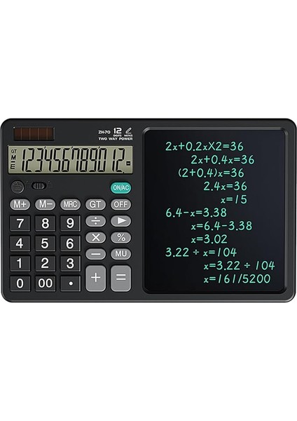 El Yazma LCD Not Defteri ile 12 Basamaklı Masaüstü Hesap Makinesi. Ofis, Okul, Ev Için Güneş Enerjili Standart Fonksiyon Hesaplayıcısı