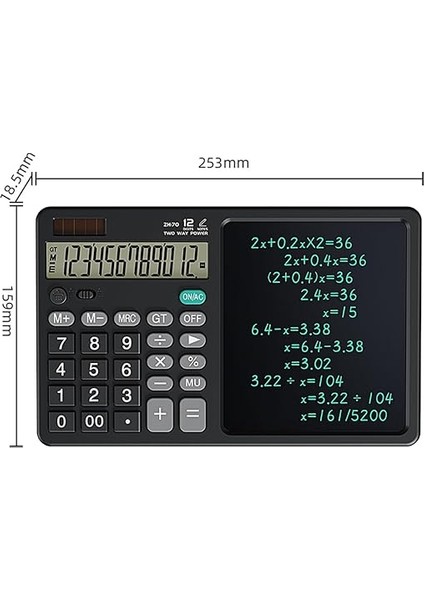 El Yazma LCD Not Defteri ile 12 Basamaklı Masaüstü Hesap Makinesi. Ofis, Okul, Ev Için Güneş Enerjili Standart Fonksiyon Hesaplayıcısı fiyatları