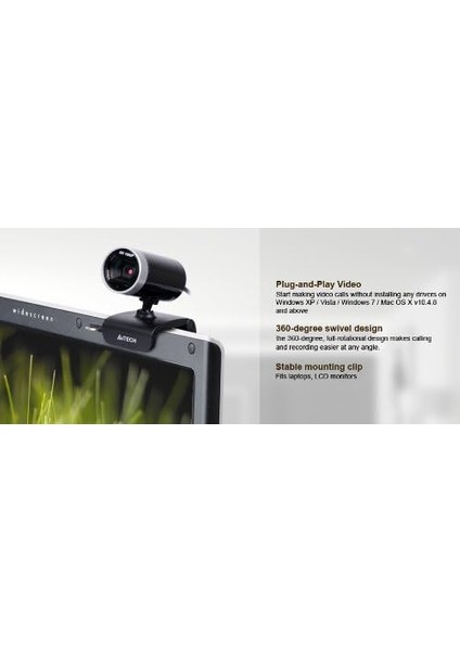 PK-910H Internet Kamera , 1080P Full Hd, 16MP, Mikrofonlu, 9.4 x 3.71 x 5.79 Cm, Usb, Gümüş/siyah fırsatları
