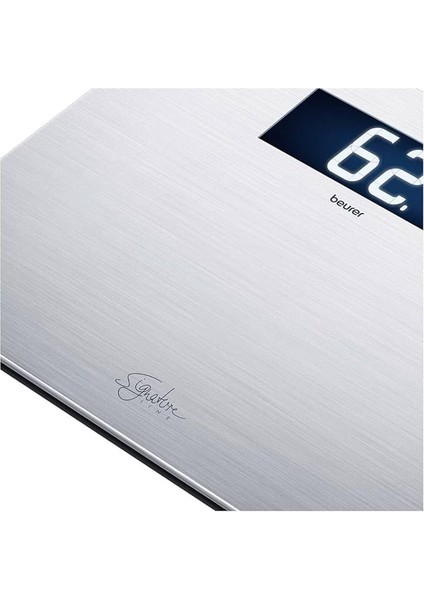 Gs 405 Signature Line Paslanmaz Çelik Terazi, Yüksek Kaliteli Paslanmaz Çelik Yüzeyli, Parmak Izi Tutmayan Kaplamalı, Aydınlatmalı Xxl Ekran, En Iyi Okunabilirlik Için, Taşıma Kapasitesi 200 kg