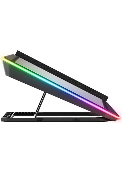 Gaming GT200 Laptop Soğutucu Notebook Stand, 3000 Rpm,10 Rgb Işık Kontrolü, 15.6-17 Inch, Hız Kontrolü, 2 Büyük Fan,telefon Standı, 1 Type-C Usb,1 USB modelleri