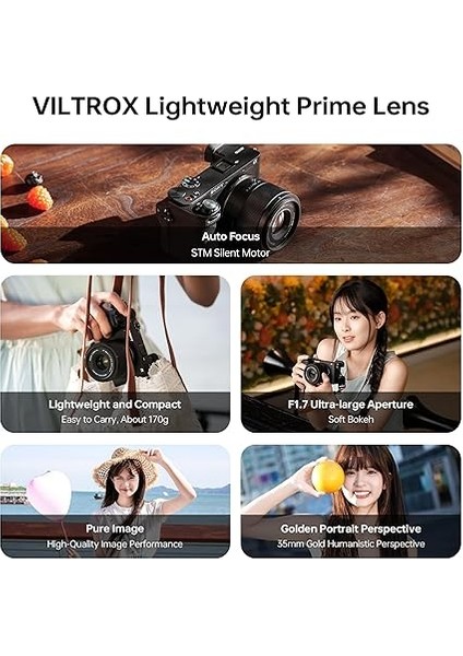 Af 35MM F1.7 Air E Lens Sony E Mount Için, F/1.7 Büyük Diyafram Aps-C Otomatik Odaklama Prime Lens Sony E-Mount Aynasız Kameralar ile Uyumlu ZV-E10 Iı EV10 A6700 A6600 A6400 A7C Ii A7RV A7III modelleri