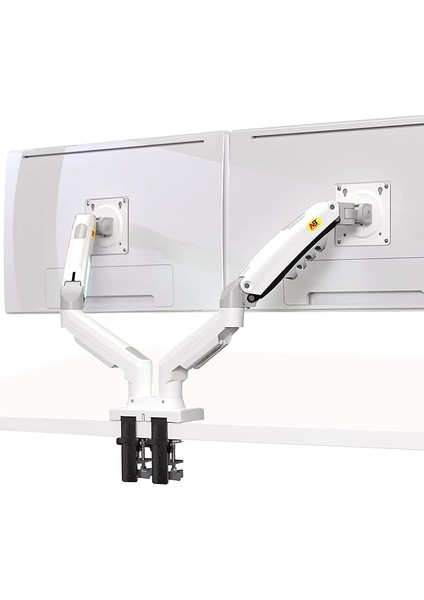 Bayou Nb Çift Monitör Masa Montaj Standı Tam Hareket Döner Bilgisayar Monitör Kolu Iki Ekran Için 17-27 Inç ile 4.4~20 Lb Yük Kapasitesi Her Ekran Için F160-W