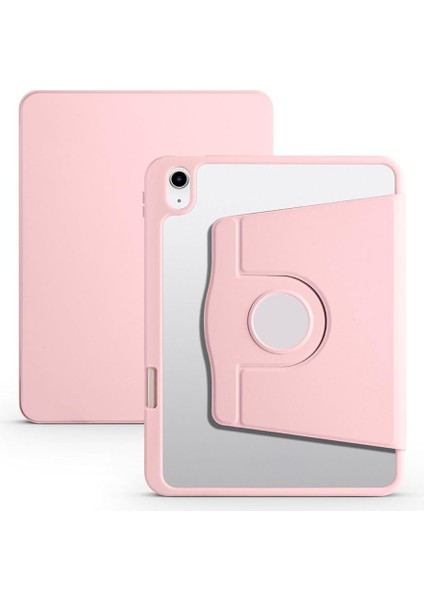 Ipad 11 Inç A16 (11.nesil) 2025 ile Uyumlu Kalem Bölmeli 360 Dönebilen Kapaklı Kılıf A3355, Pembe