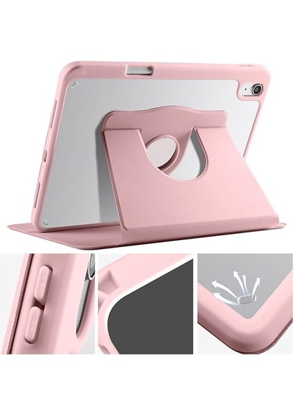 Ipad 11 Inç A16 (11.nesil) 2025 ile Uyumlu Kalem Bölmeli 360 Dönebilen Kapaklı Kılıf A3355, Pembe fiyatları