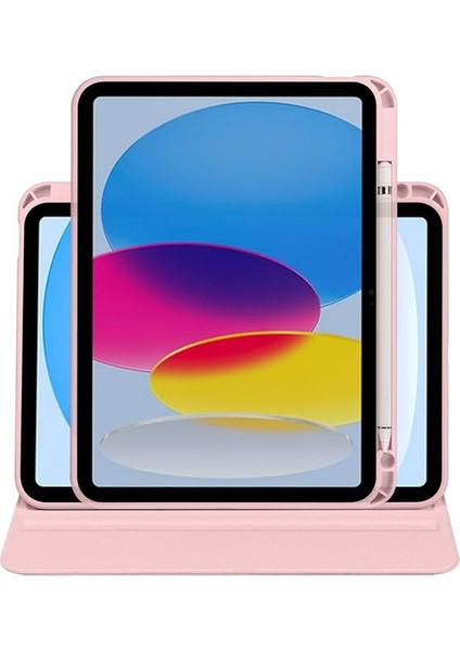 Ipad 11 Inç A16 (11.nesil) 2025 ile Uyumlu Kalem Bölmeli 360 Dönebilen Kapaklı Kılıf A3355, Pembe fırsatları