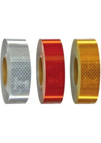 Reflektif Şerit Bant Reflektör Bal Peteği Desenli Tüvtürk Uyumlu Kırmızı(5,5 cm x 5 Mt) Kırmızı KRCNM69