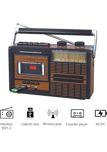 Yeni Nesil Radyo USB Sd Fm Bluetooth Kaset Çalar Müzik Kutusu Retro El Tutamaçlı Taşınabilir modelleri