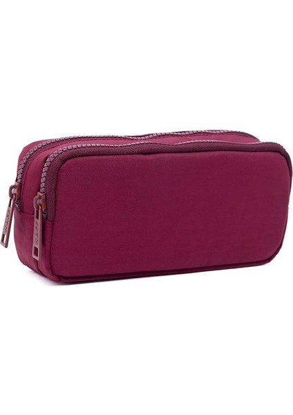 K01105 Çift Gözlü Kalemlik Kalem Kutu Kalemkutusu Yerli Üretim Orjinal (Bordo)