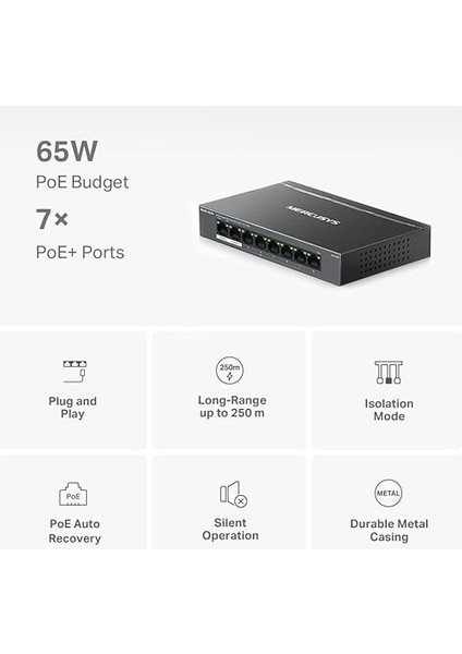 MS108GP, 8-Port Gigabit Desktop Switch With 7-Port Poe+ fırsatları