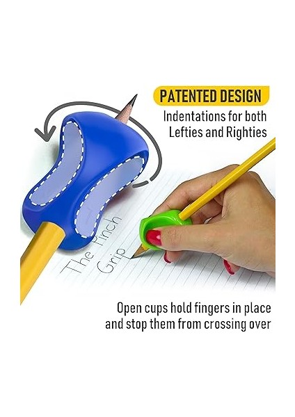 Pencil Grip Pinch Grip, Ergonomik Yazma Yardımı, Parlak Renkli Kalem Tutacakları, 6'lı, TPG-12706 fırsatları