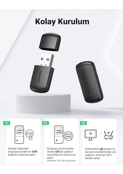 2.4 ve 5 Ghz Dual Band USB Wi-Fi Alıcı Ağ Adaptörü fırsatları