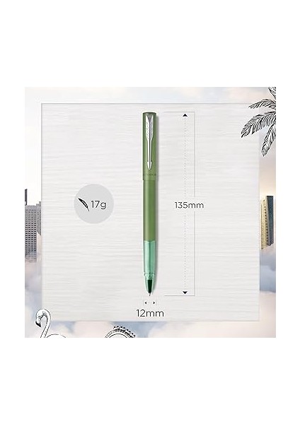 Vector Xl Tükenmez Kalem | Pirinç Üzerine Metalik Yeşil Lake | Siyah Mürekkep Doldurmalı Ince Nokta | Hediye Kutusu modelleri