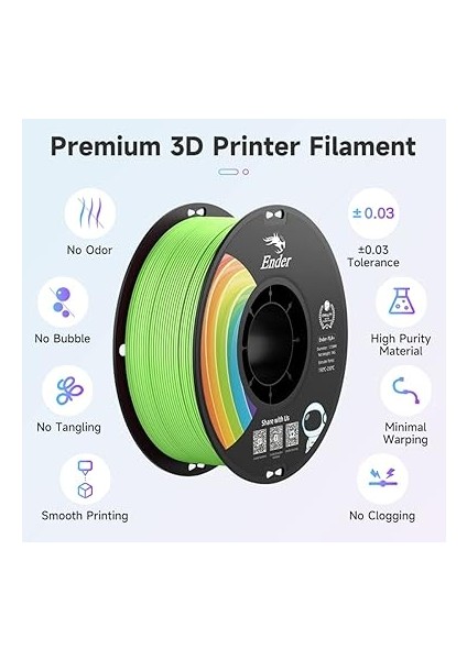 Resmi 3D Yazıcı Filament Ender Pla Pro Filament, Pla+ 3D Baskı Filamenti, Dayanıklı ve Dayanıklı, Boyutsal Doğruluk +/-0,02 Mm, 1,04 Kg/makara (Ep+-Elma Yeşili, Ender Pla Pro-1kg) fiyatları