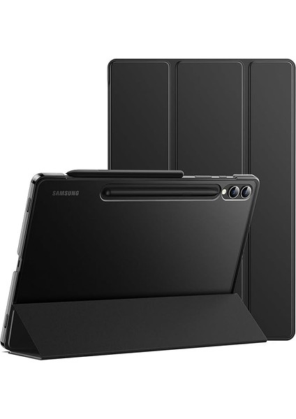 Galaxy Tab S10 Plus/tab S9 Plus 12.4 Inç S Pen Tutucu Yumuşak Standı Tablet Kılıfı (Siyah)