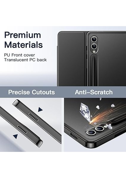 Galaxy Tab S10 Plus/tab S9 Plus 12.4 Inç S Pen Tutucu Yumuşak Standı Tablet Kılıfı (Siyah) fırsatları