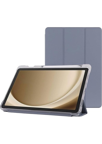 Samsung Galaxy Tab A9+ Plus 11 Inç Uyumlu Smart Kılıf, S Pen Kalemlikli, Trifold, Esnek, Mat, Darbeye Tam Dayanıklı Tablet Kılıfı (Lila)