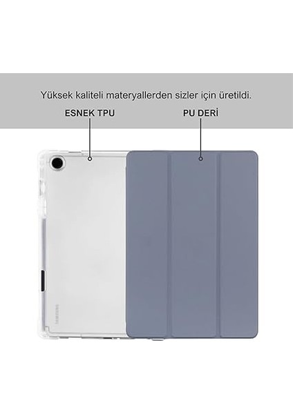 Samsung Galaxy Tab A9+ Plus 11 Inç Uyumlu Smart Kılıf, S Pen Kalemlikli, Trifold, Esnek, Mat, Darbeye Tam Dayanıklı Tablet Kılıfı (Lila) fiyatları