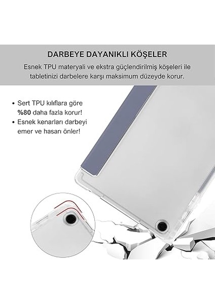 Samsung Galaxy Tab A9+ Plus 11 Inç Uyumlu Smart Kılıf, S Pen Kalemlikli, Trifold, Esnek, Mat, Darbeye Tam Dayanıklı Tablet Kılıfı (Lila) modelleri