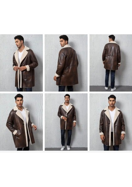 Eskitme Uzun Kaban Içi Yakası Kürklü Hakiki Deri fırsatları