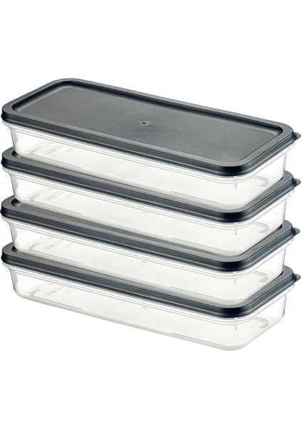 Home 4 Adet Buzdolabı Organizeri – Pp Plastik Şeffaf ve Ayarlanabilir Saklama Kabı, Gıdaları Taze Tutan Fresh Box, Çok Amaçlı,mikrodalga ve Bulaşık Makinesi Uyumlu (Gri, 1200 Ml)