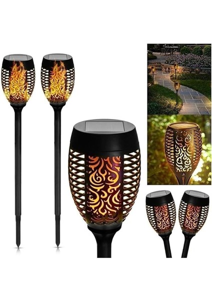 Meşale Temalı Solar Enerjili Bahçe Işıklandırmak Için Lamba Dış Mekan Işık Uygun Güneş Enerjili Aydınlatma Piknik Kamp Tatil Için Bahçe, Veranda, Havuz Kenarı Aydınlatması XF-6018 (56CM)