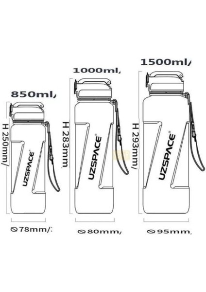1000ML Pipetli Ölçü Skalalı Şeffaf Gövde Tritan Su Matarası (Yeşil) modelleri