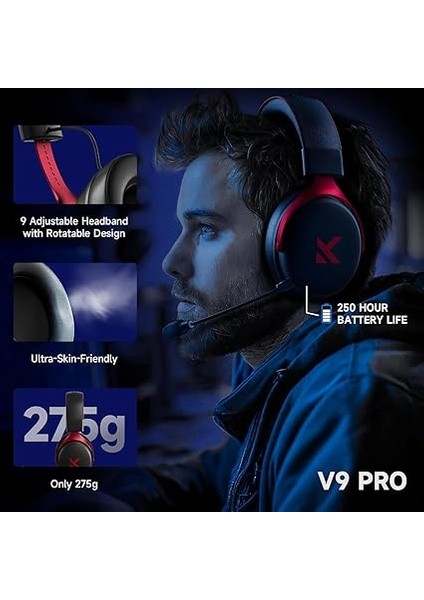V9 Pro Black Red 7.1 Surround Kablosuz Gaming Kulaklık (Hw-V9-4) indirimleri
