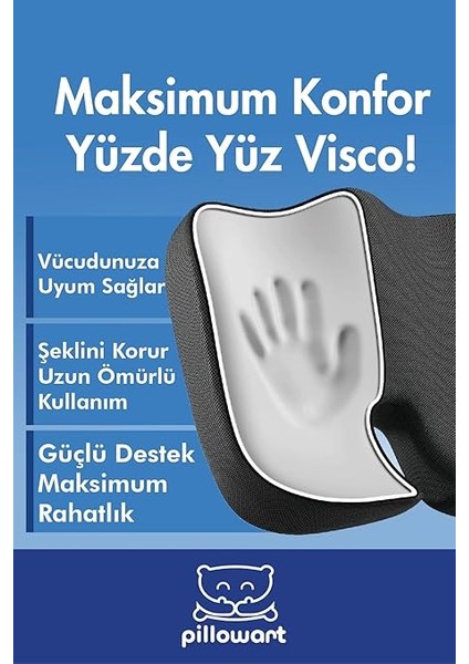 Ortopedik Oturma Minderi, Visco Malzeme, Çok Amaçlı Konfor Yastığı, Siyah indirimleri