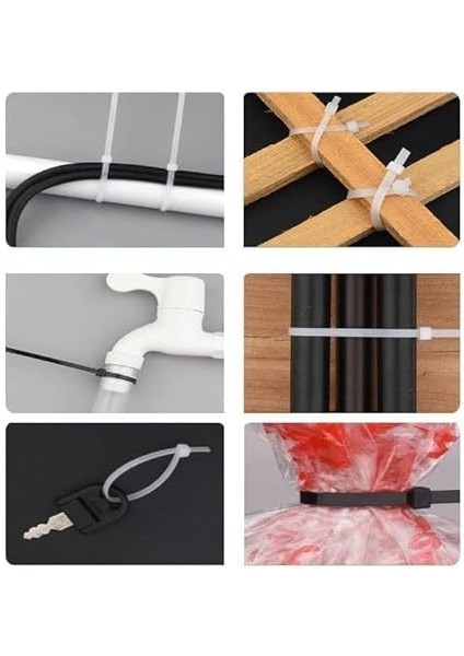 Cırt Kelepçe 100'LÜ Paket Yüksek Dayanıklılık, Çok Amaçlı Naylon Kablo Bağı Beyaz Renk Iç ve Dış Mekan Kullanımı (142 * 2,5) indirimleri