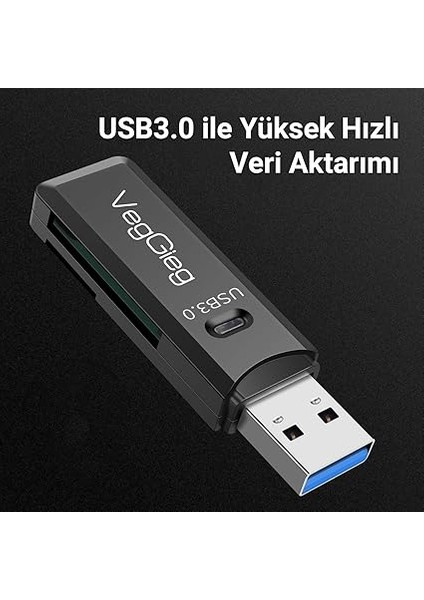 USB 3.0 Sd ve Micro Sd Hafıza Kart Okuyucu Siyah modelleri