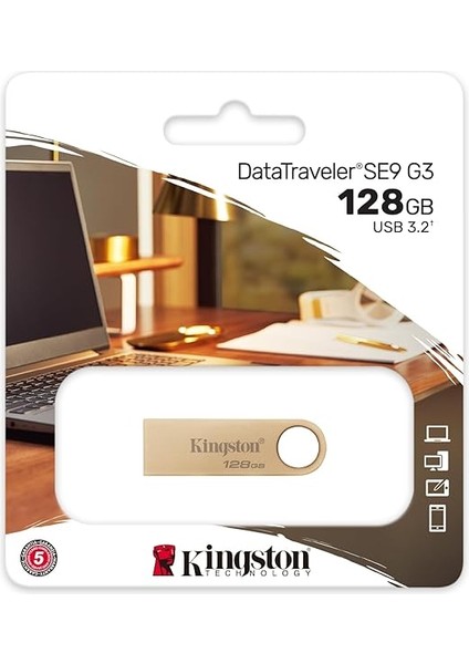 Datatraveler Se9 Gen 3-128GB - 220MB/S Okuma - Metal - USB Bellek 3.2 Gen 1 -Altın modelleri