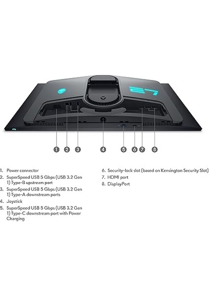 AW2725DF 27 Inç Qhd (2560 x 1440) Oyun Pc Ekranı, 360 Hz, Qd Oled, 0,03 Ms, Amd Freesync Premium Pro,%99,3 Dcı-P3, HDR400, Usb-C, 2x Displayport, Hdmı, 4x Usb, 3 Yıl Garanti modelleri