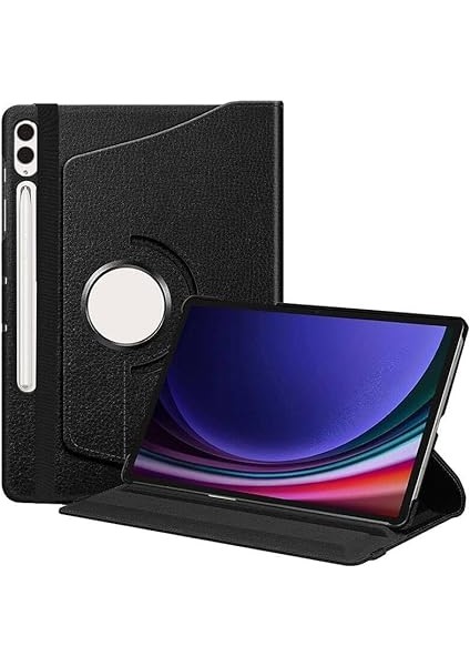 Samsung Galaxy Tab S9 Fe Plus ile Uyumlu Kılıf 360 Derece Dönen Standlı Pu Deri Kapaklı - Koyu Pembe fiyatları