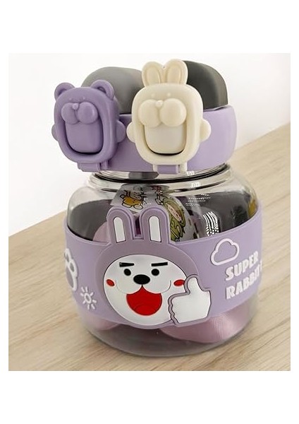 Tavşan Su Matarası Boyun Askılı Suluk Renkli Çizgi Film ve Desenli Karakterler Çocuklara Özel Taşıması Kolay Okulda Piknikde Kullanıma Uygun 1 Litre Crk3 (Mor) fırsatları