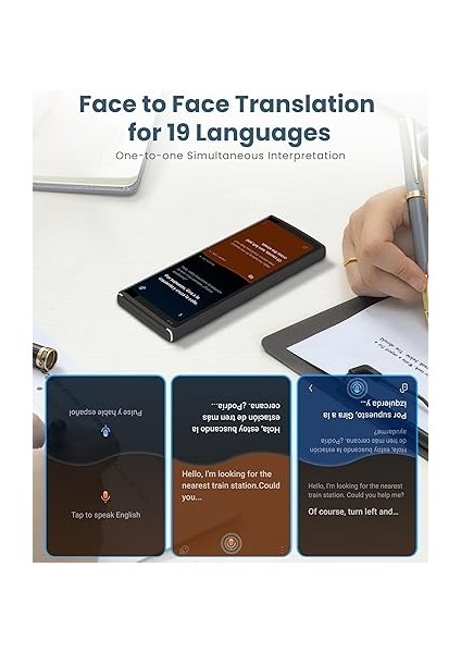 Dil Tercüman Cihazı, Yüz Yüze Çift Yönlü Eşzamanlı Çeviri, 60 Dil ve 18 Çevrimdışı Paket, 2 Yıllık Global Veri, Seyahat, Öğrenme, Iş Için Anında Sesli Tercüman modelleri