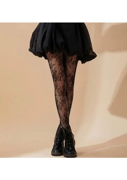 Kadın Dantel Siyah Kilotlu Çorap Dantel Siyah Çorap