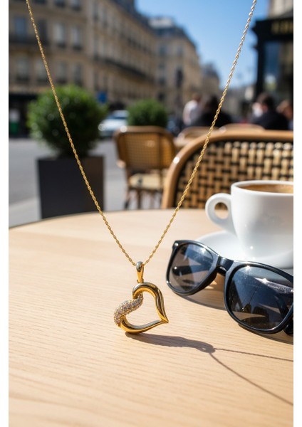 Kalpli Figürlü Bombeli Zirkon Taşlı 14 Ayar Altın Kolye fiyatları