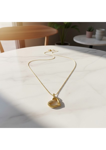 Kalpli Figürlü Bombeli Zirkon Taşlı 14 Ayar Altın Kolye modelleri