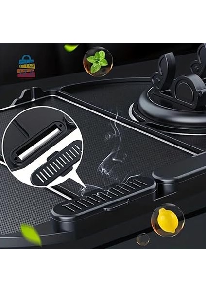 Araç Içi Kaydırmaz Telefon Tutucu ve Torpido Düzenleyici – Numara Göstergeli, 360° Dönebilen, Çok Fonksiyonlu Kaymaz Silikon Mat – 25X18 Cm, Siyah fiyatları