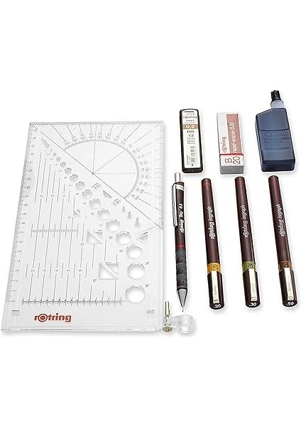 Isograph College Teknik Çizim Seti, 3 Adet Teknik Çizim Kalemi (0,2 Mm, 0,3 Mm, 0,5 Mm) + 1 Adet 0,5 mm Tikky Mekanik Kurşun Kalem + Aksesuarlar fırsatları