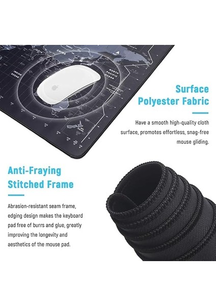 Dünya Haritası Ekstra Büyük Genişletilmiş Kaymaz Kauçuk Oyun Mouse Pad & Klavye Masa Mat Bilgisayar Aptop Için (900 mm x 400 mm x 2 Mm) L ZMP253 Siyah (Dünya Haritası, 90 x 40 Cm) fırsatları
