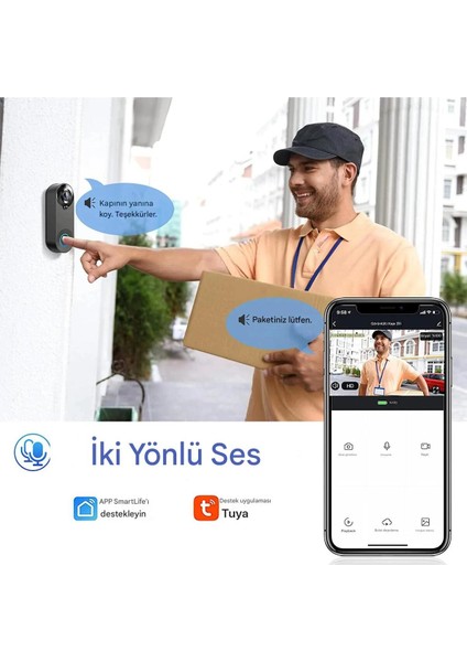 1080P Hd Görüntülü Wifi Kablosuz Gece Görüş Su Geçirmeyen Akıllı Ev Kapı Zili indirimleri