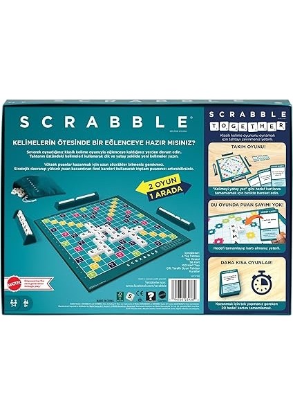 Games Scrabble Scrabble Kutu Oyunu, Aile Boyu Sevilen ve Iki Şekilde Oynanabilen Klasik Kelime Oyunu, 2-4 Oyuncu, Türkçe Versiyon HXV98 fırsatları