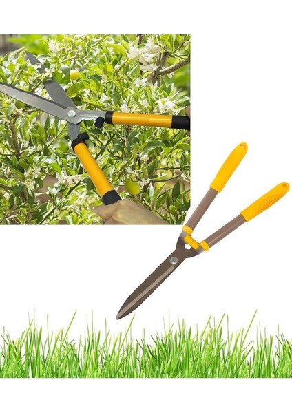 Çim Kesme Makası Karbon Çelik Çit Kesme Makası Kaydırmaz Saplı Bahçe Çalı Çim Çit Makası