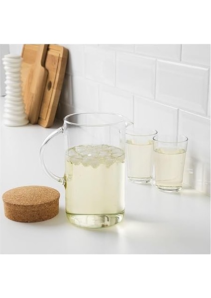 Kapaklı Sürahi 22 x 18 x 12 Cm, Şeffaf Cam fırsatları