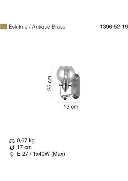 Lucea 1396-52-19 Ponte Aplik Eskitme 1 x E27 modelleri