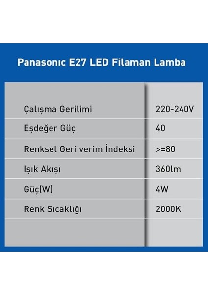 E27 Fil Lamba, Sarı Işık 4W 360LM 2000K Gold indirimleri
