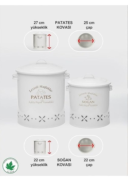 Metal Lüx Metal Patates Soğanlık Kovası Sebze Saklama Kabı Beyaz LN1015B fırsatları