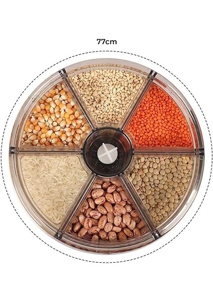 Bölmeli Mutfak Saklama Kabı, 360° Dönebilen Bakliyat Organizeri, 10 kg Kapasiteli, fırsatları